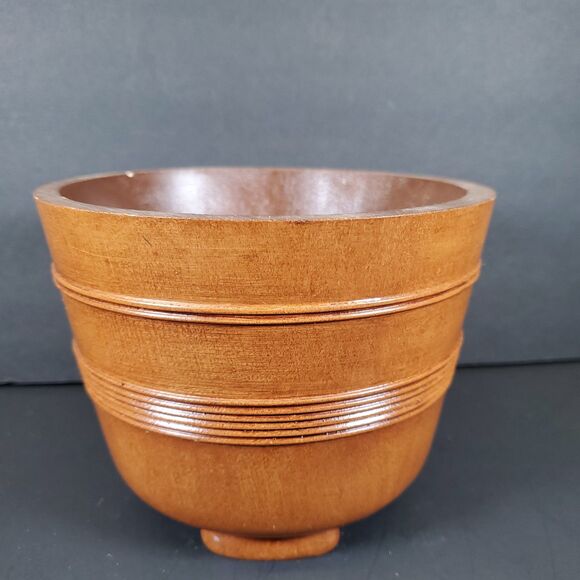 Vintage 1986 FTD Wood Planter Round Footed Pot Rustic Floral Vase - Picture 2 of 6